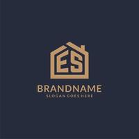 eerste brief es logo met gemakkelijk minimalistische huis vorm icoon ontwerp vector