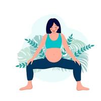 yoga zwanger Dames concept. kom tot rust, meditatie voor de verwachtend moeder. vector illustratie