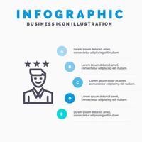 bedrijf carrière groei baan pad lijn icoon met 5 stappen presentatie infographics achtergrond vector