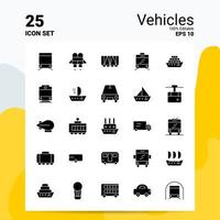 25 voertuigen icoon reeks 100 bewerkbare eps 10 bestanden bedrijf logo concept ideeën solide glyph icoon ontwerp vector