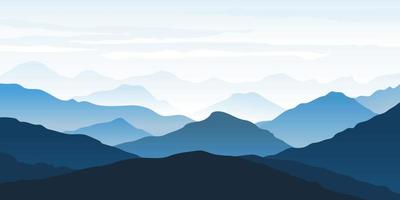 blauw tinten van meer en bergen en landschap natuur achtergrond vector kunst