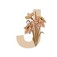 wijnoogst bloem blad alfabet numeriek eerste botanisch voor bruiloft uitnodigingen, groet kaart, logo, geïsoleerd wit achtergrond vector