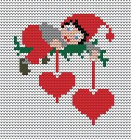 gelukkig nieuw jaar breiwerk vrolijk Kerstmis elf hart Aan grijs achtergrond digitaal vector ontwerp voor afdrukken trui decor grens