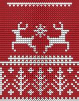 gelukkig nieuw jaar breiwerk vrolijk Kerstmis boom rendier Aan rood achtergrond digitaal vector ontwerp voor afdrukken trui decor grens
