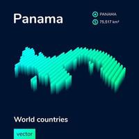 Panama 3d kaart. gestileerde neon gemakkelijk isometrische gestreept vector kaart in groente, turkoois en munt kleuren