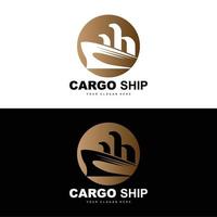 lading schip logo, snel lading schip vector, zeilboot, ontwerp voor schip fabricage bedrijf, waterweg het zeilen, marinier voertuigen, vervoer, logistiek vector