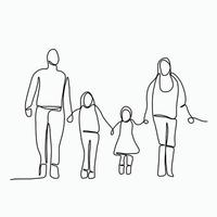 tekening doorlopend lijn uit de vrije hand tekening van een familie. vector