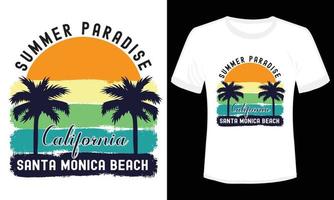 zomer paradijs Californië Santa Monica strand t-shirt ontwerp vector