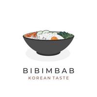 Koreaans voedsel illustratie logo Bibimbap rijst- in een kom vector