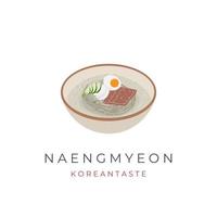 naengmyeon Koreaans noodle illustratie logo vector