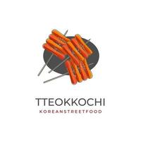 tteokkochi heet Koreaans straat voedsel illustratie logo vector