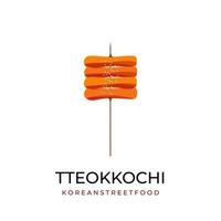 tteokbokki illustratie logo met bamboe vleespen of tteokkochi vector