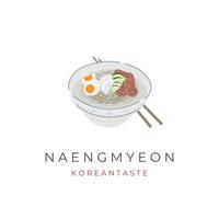 naengmyeon Koreaans verkoudheid noedels vector illustratie logo