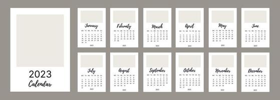 klassiek maandelijks kalender voor 2023. een kalender in de stijl van minimalisme van een plein vorm geven aan. kalender sjabloon. vector