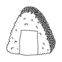 hand- getrokken onigiri clip art. Japans snel voedsel gemaakt van rijst. rijst- bal in noch ik zeewier vector