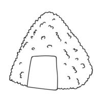 hand- getrokken onigiri clip art. Japans snel voedsel gemaakt van rijst. rijst- bal in noch ik zeewier vector