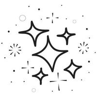 doodle set van vector sterren sparkle pictogram, schoon oppervlak pictogram. gloeiende lichteffect sterren en stralende burst. geïsoleerd op een witte achtergrond. vector illustratie