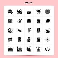 solide 25 Ramadan icoon set. vector glyph stijl ontwerp zwart pictogrammen set. web en mobiel bedrijf ideeën ontwerp vector illustratie.