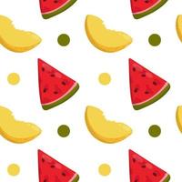 vector patroon met stukken van meloen en watermeloen