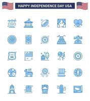 gelukkig onafhankelijkheid dag 4e juli reeks van 25 blues Amerikaans pictogram van liefde Verenigde Staten van Amerika bal theater vermaak bewerkbare Verenigde Staten van Amerika dag vector ontwerp elementen