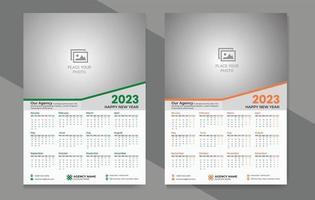 2023 een pagina muur kalender ontwerp sjabloon vector