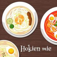 hokkien mie vlak stijl illustratie vector ontwerp