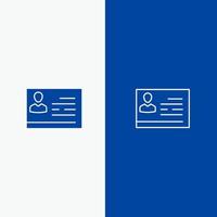 licentie naar werk licentie kaart identiteit kaart ID kaart lijn en glyph solide icoon blauw banier lijn en glyph solide icoon blauw banier vector