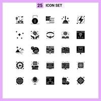universeel icoon symbolen groep van 25 modern solide glyphs van elektrisch in rekening brengen camera plunjer schoonmaak bewerkbare vector ontwerp elementen