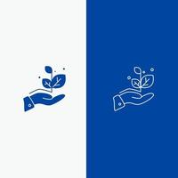 groei toenemen hand- succes lijn en glyph solide icoon blauw banier lijn en glyph solide icoon blauw banier vector