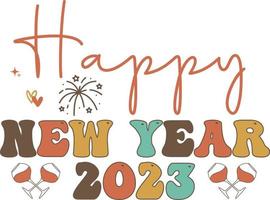 gelukkig nieuw jaar 2023 SVG ontwerp, gelukkig nieuw jaar SVG ontwerp, nieuw jaar stickers citaten t-shirt ontwerpen, handgemaakt schoonschrift vector illustratie, mok, poster