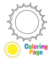 kleurplaat met zon voor kinderen vector