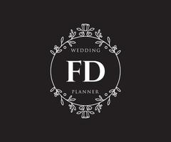 fd initialen brief bruiloft monogram logos verzameling, hand- getrokken modern minimalistisch en bloemen Sjablonen voor uitnodiging kaarten, opslaan de datum, elegant identiteit voor restaurant, boetiek, cafe in vector