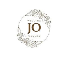 jo initialen brief bruiloft monogram logos verzameling, hand- getrokken modern minimalistisch en bloemen Sjablonen voor uitnodiging kaarten, opslaan de datum, elegant identiteit voor restaurant, boetiek, cafe in vector