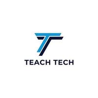 abstract eerste brief t of tt logo in blauw kleur geïsoleerd in wit achtergrond toegepast voor technologie onderwijs logo ook geschikt voor de merken of bedrijven hebben eerste naam tt of t. vector