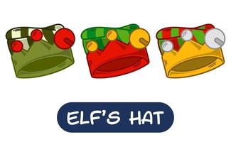 tekenfilm elf hoed illustratie. reeks van variatie kleuren. eps 10 vector