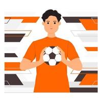 gelukkig Amerikaans voetbal speler Holding voetbal bal illustratie vector