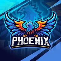 blauw phoenix esport mascotte logo ontwerp vector