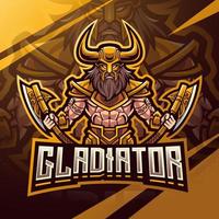 gladiator esport mascotte logo ontwerp vector