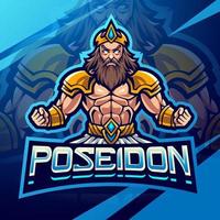 Poseidon esport mascotte logo ontwerp vector