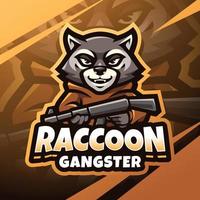 wasbeer gangster esport mascotte logo ontwerp vector