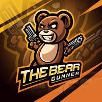 teddybeer gunner esport mascotte logo vector