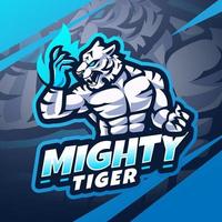 machtig tijger esport mascotte logo ontwerp vector