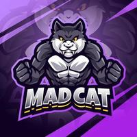 boos kat esport mascotte logo ontwerp vector