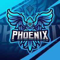 blauw phoenix esport mascotte logo ontwerp vector