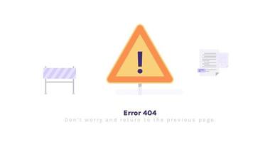 fout 404 bladzijde niet gevonden en systeem fout, gebroken bladzijde, verbreken bladzijde voor website concept vlak vector illustratie.