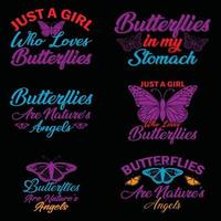 vlinders meisje t-shirt ontwerp. vector