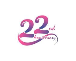 22 jaren verjaardag logo. 22e verjaardag sjabloon ontwerp voor creatief poster, folder, brochure, uitnodiging kaart vector