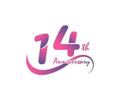 14 jaren verjaardag logo. 14e verjaardag sjabloon ontwerp voor creatief poster, folder, brochure, uitnodiging kaart vector
