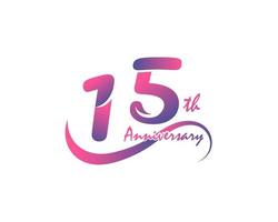 15 jaren verjaardag logo. 15e verjaardag sjabloon ontwerp voor creatief poster, folder, brochure, uitnodiging kaart vector