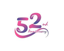 52 jaren verjaardag logo. 52e verjaardag sjabloon ontwerp voor creatief poster, folder, brochure, uitnodiging kaart vector